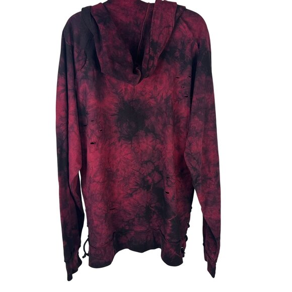 Fast & Furious By Affliction Red Tie-Dye Distressed Hoodie M 100% Cotton - Picture 9 of 9